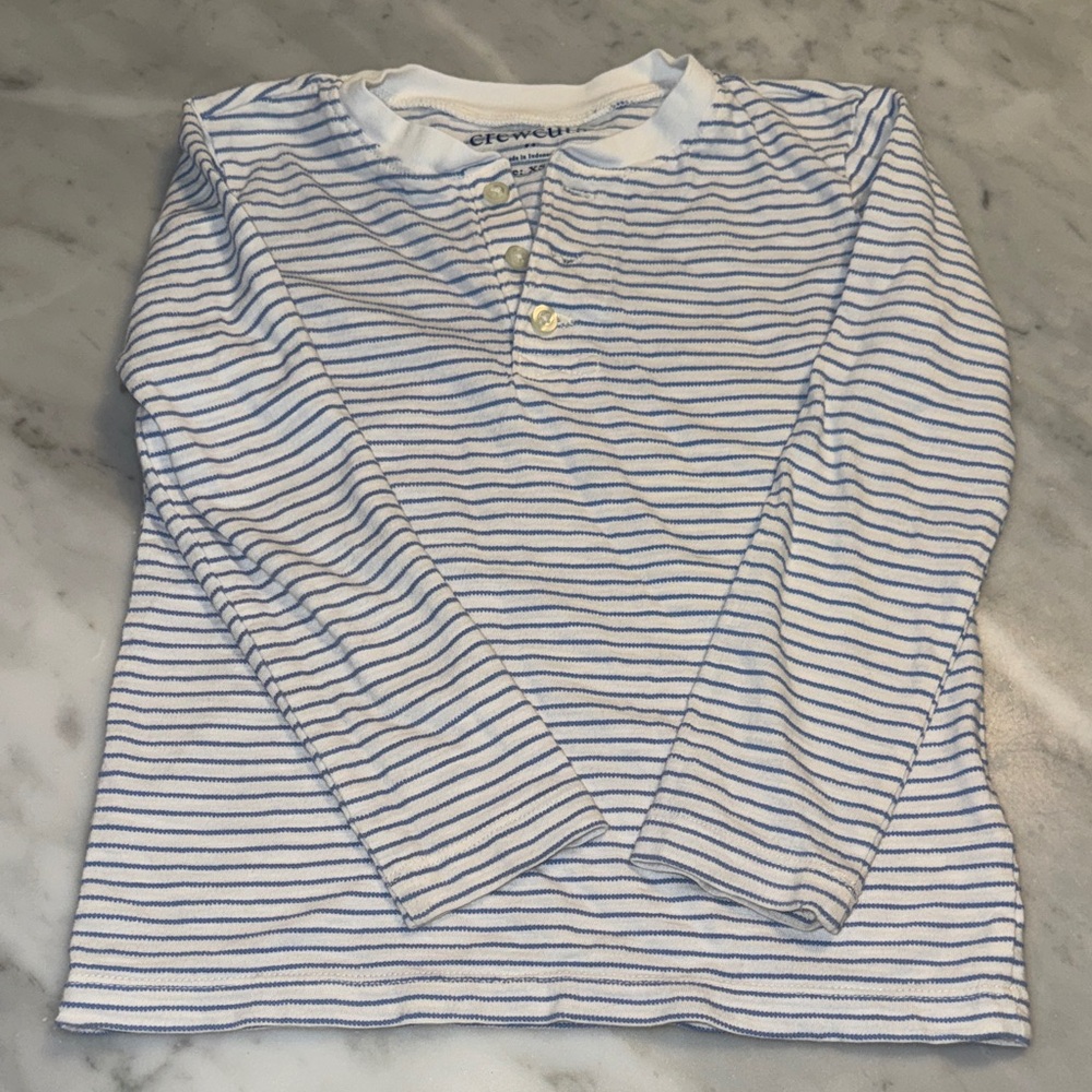 Crewcuts Blue and White Striped Long Sleeve Tee